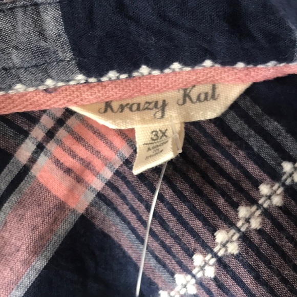 NWT Kraft Kat plaid 100% cotton button down 3x - Picture 4 of 8